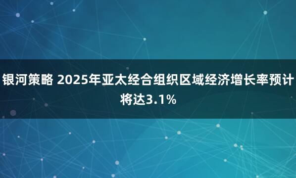银河策略 2025年亚太经合组织区域经济增长率预计将达3.1%