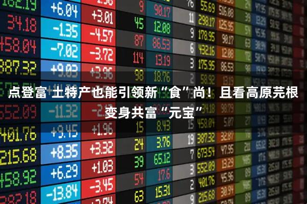 点登富 土特产也能引领新“食”尚！且看高原芫根变身共富“元宝”