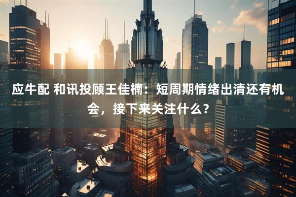 应牛配 和讯投顾王佳楠:短周期情绪出清还有机会,接下来关注什么?